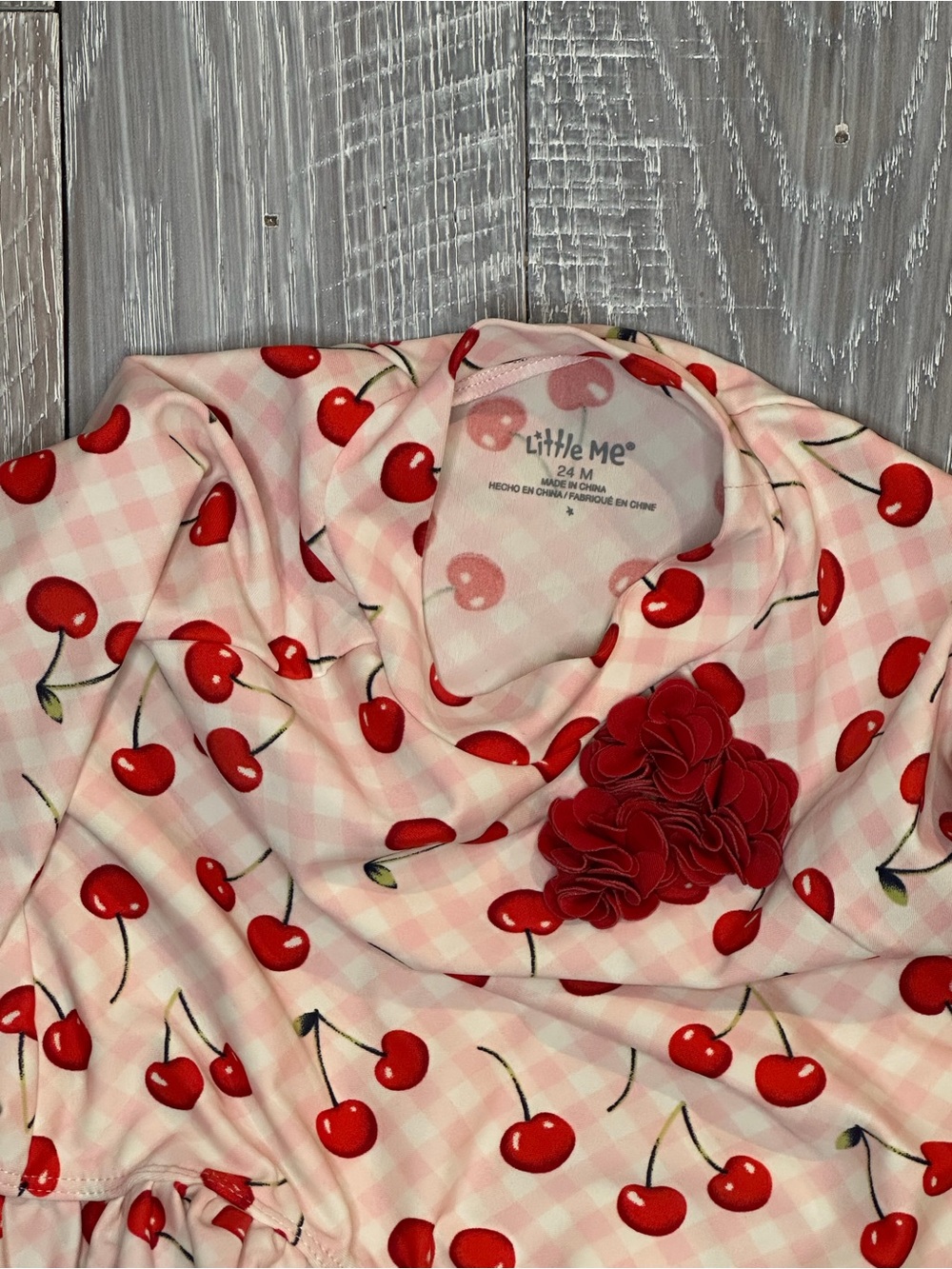 Little Me Pink and Red Cherry Rash Guard Set - Picture 3 of 3